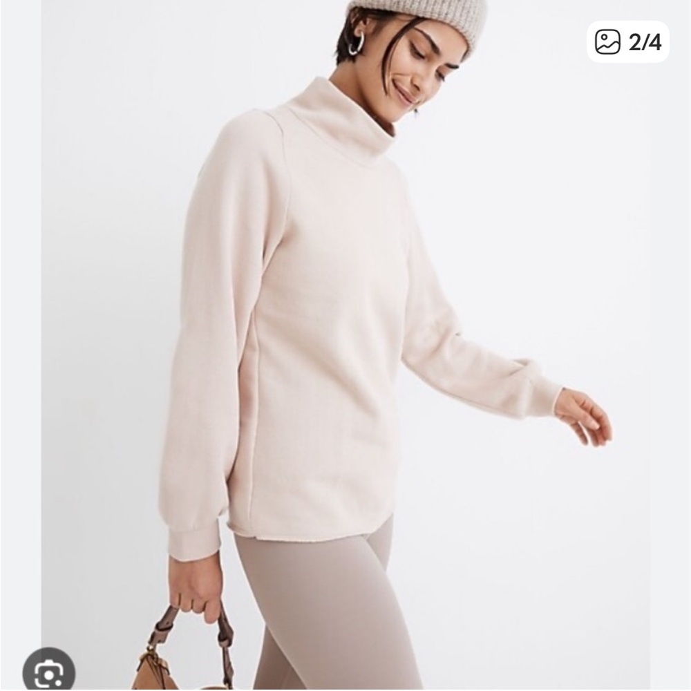 NWT Madewell Blush Terry Funnel Neck Sweatshirt